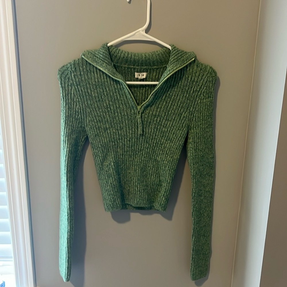Green Aerie Cropped Sweater Half Zip S